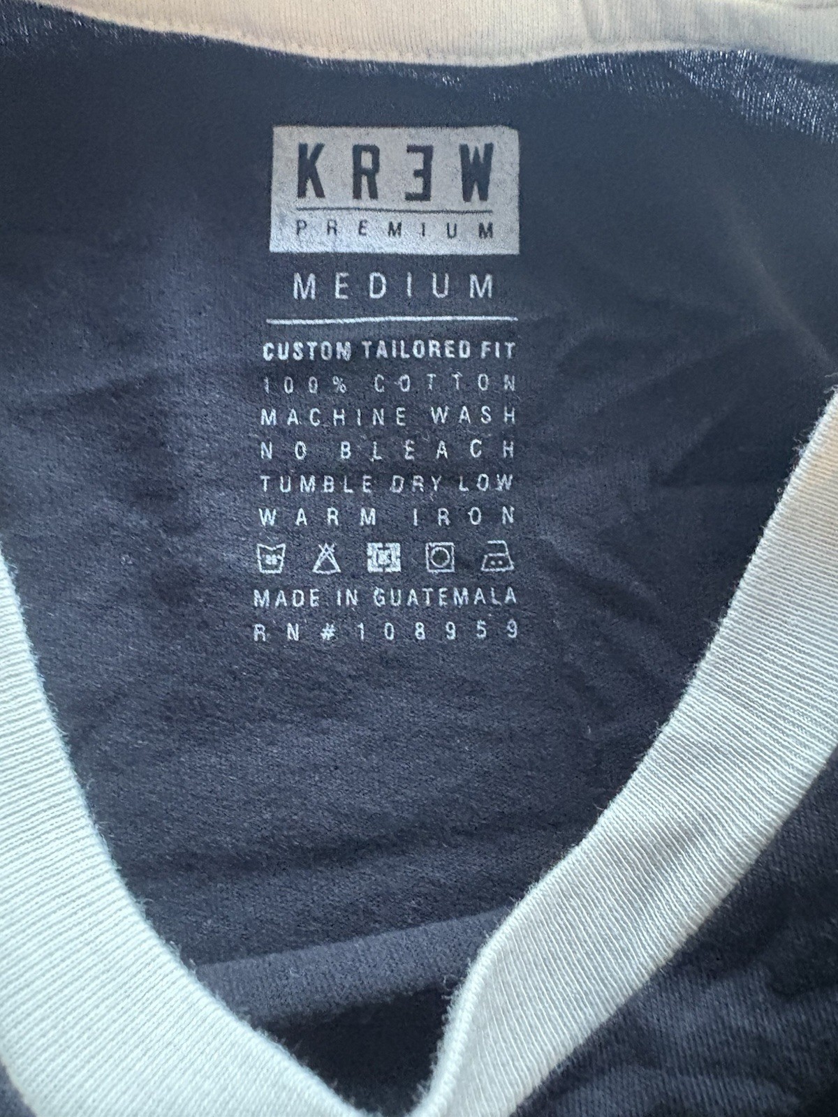 KR3W Premium Black White Colorblock Logo T-Shirt Medium Crew Neck Cotton Jersey gallery