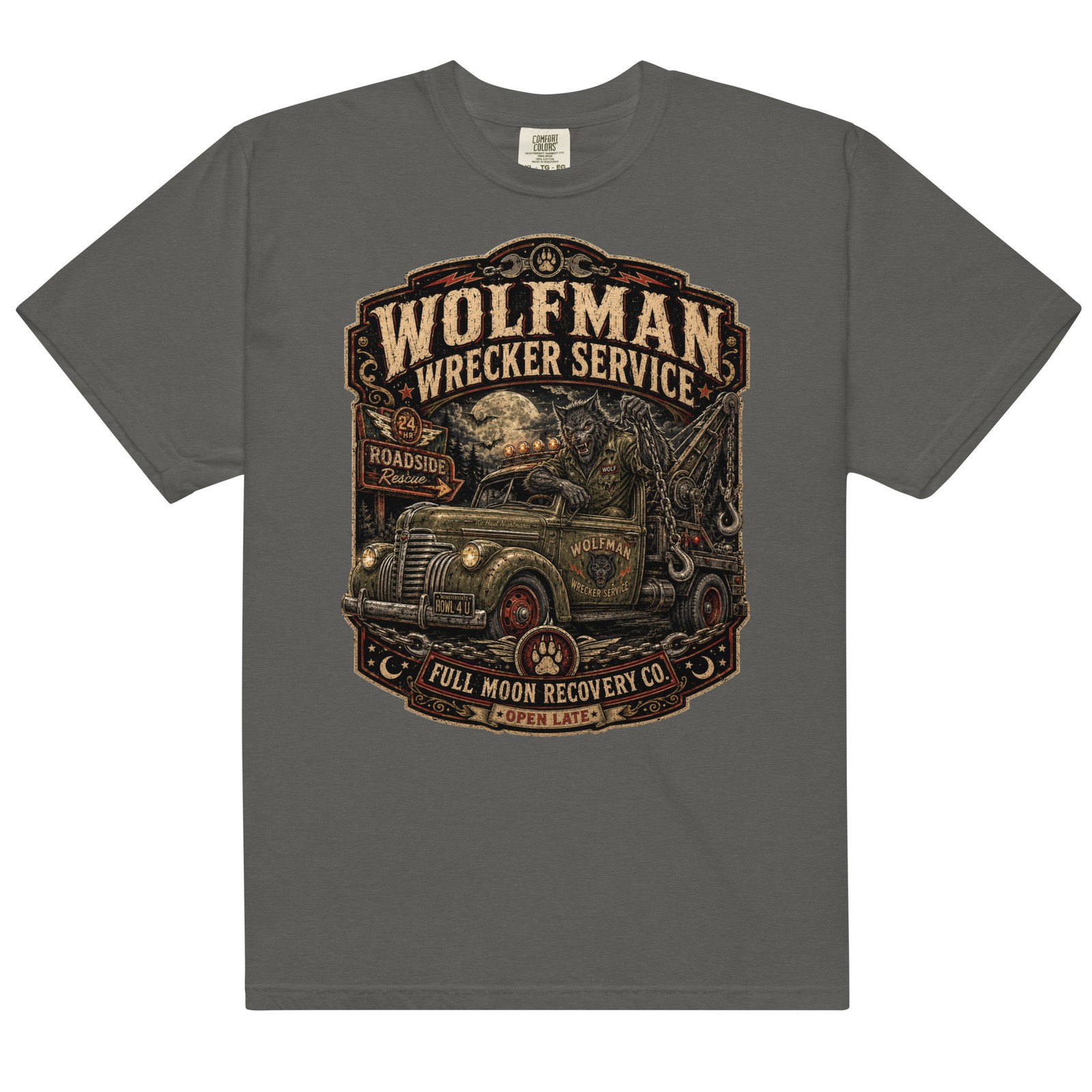 Wolfman Tow Truck Comfort T-Shirt Werewolf Wrecker Tee S-4XL gallery
