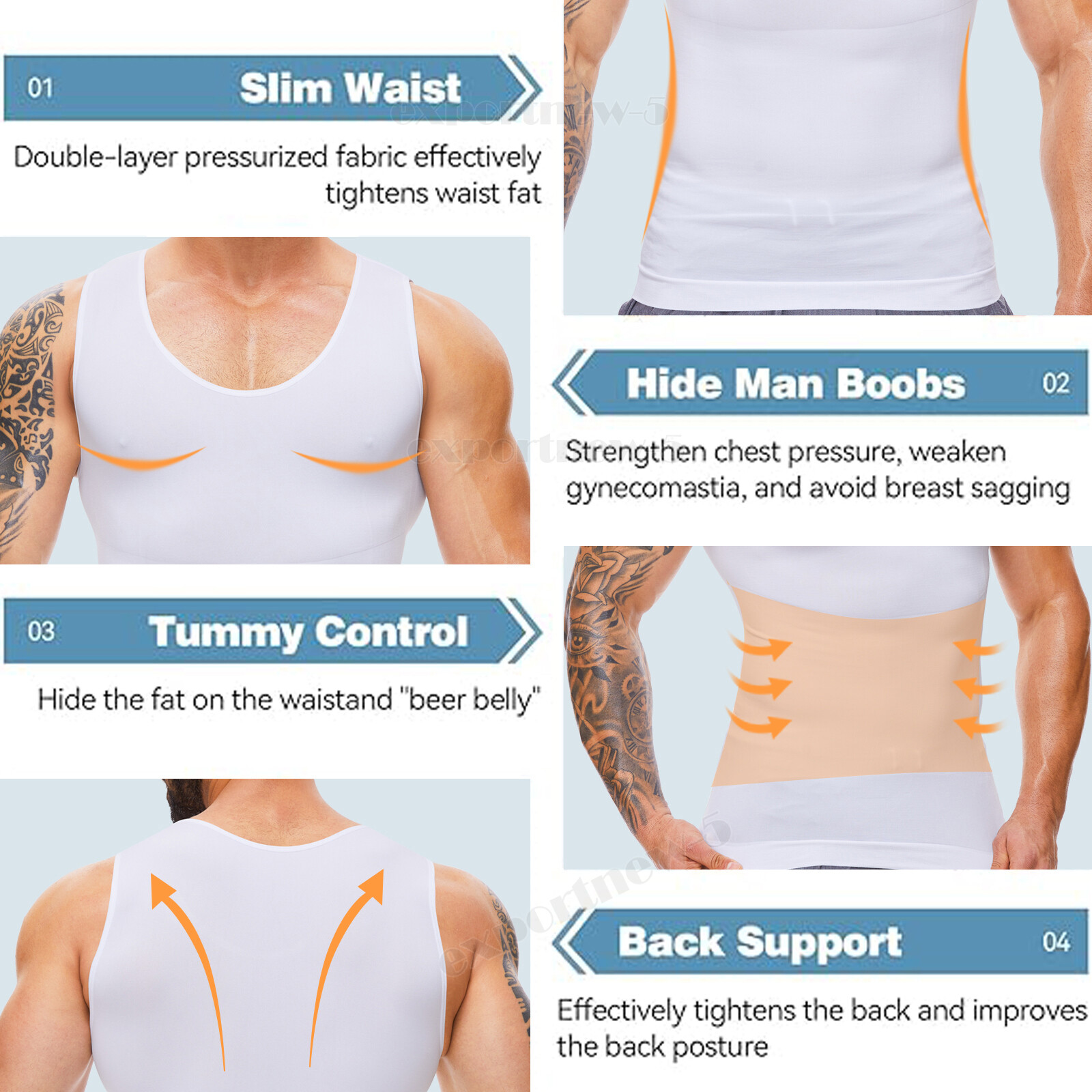 Men's Body Shaper Gynecomastia Compression Ionic Shaping Shirt Slimming Tank Top gallery