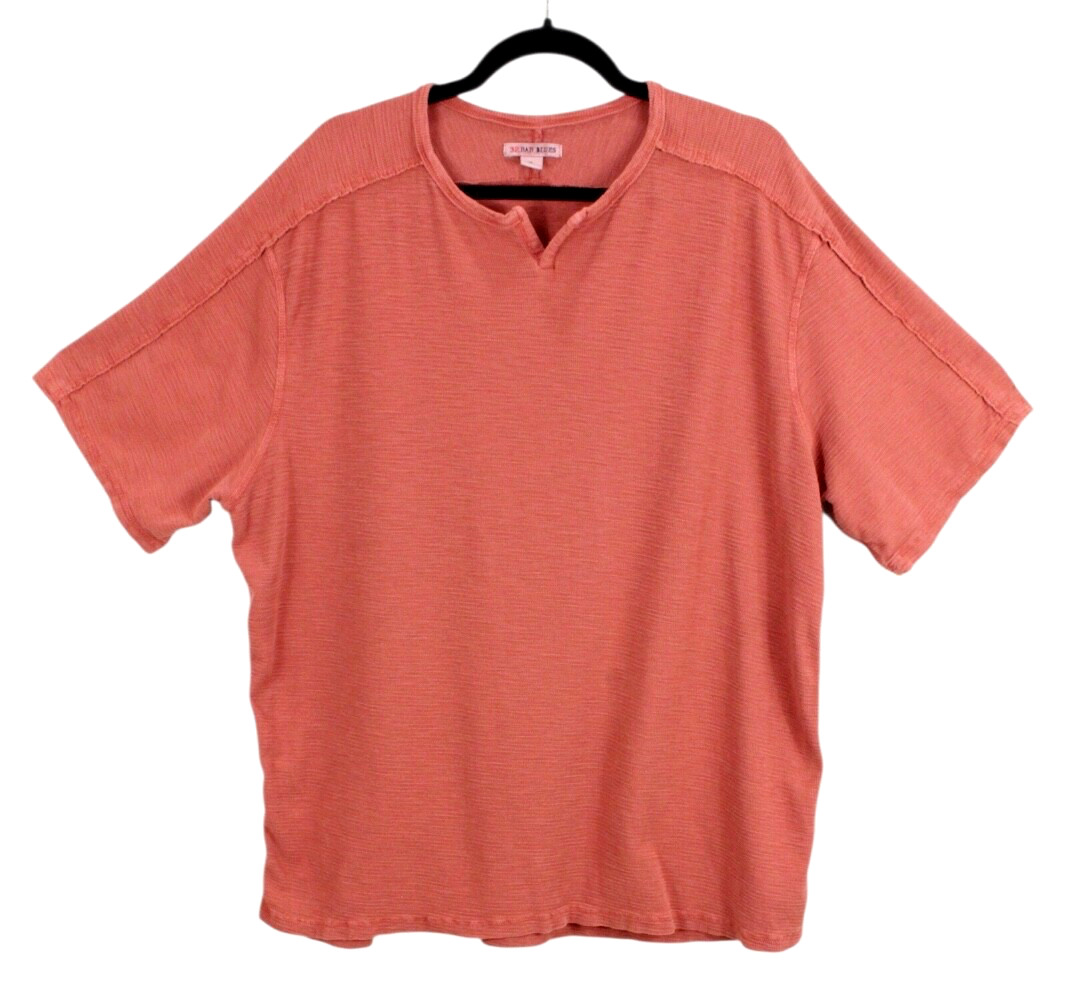 32 Bar Blues Thermal Mens Top XL waffle weave Short Sleeve Burnt Orange gallery