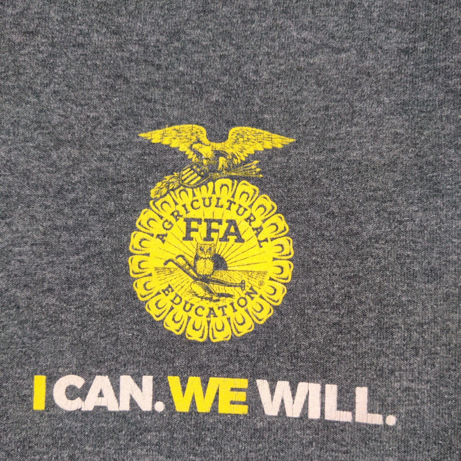 FFA Men's I Can We Will T-Shirt Gray Small Long Sleeve Crew Neck Polycotton gallery