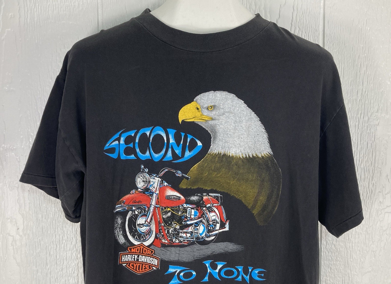 Vtg Harley Davidson Motorcycle T Shirt Single Stitch Eagle Second to None Large gallery