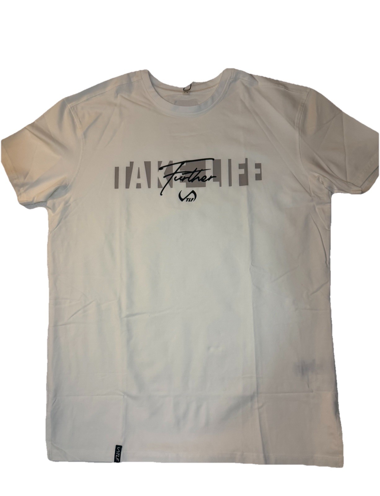 TLF Apparel Men’s White Further Graphic Athletic T-Shirt Size M New With Tags