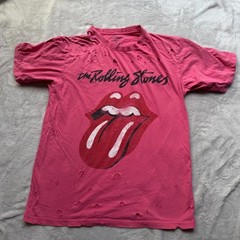 The Rolling Stones Shirt Medium Pink Distressed Thrashed Style Tongue Modern