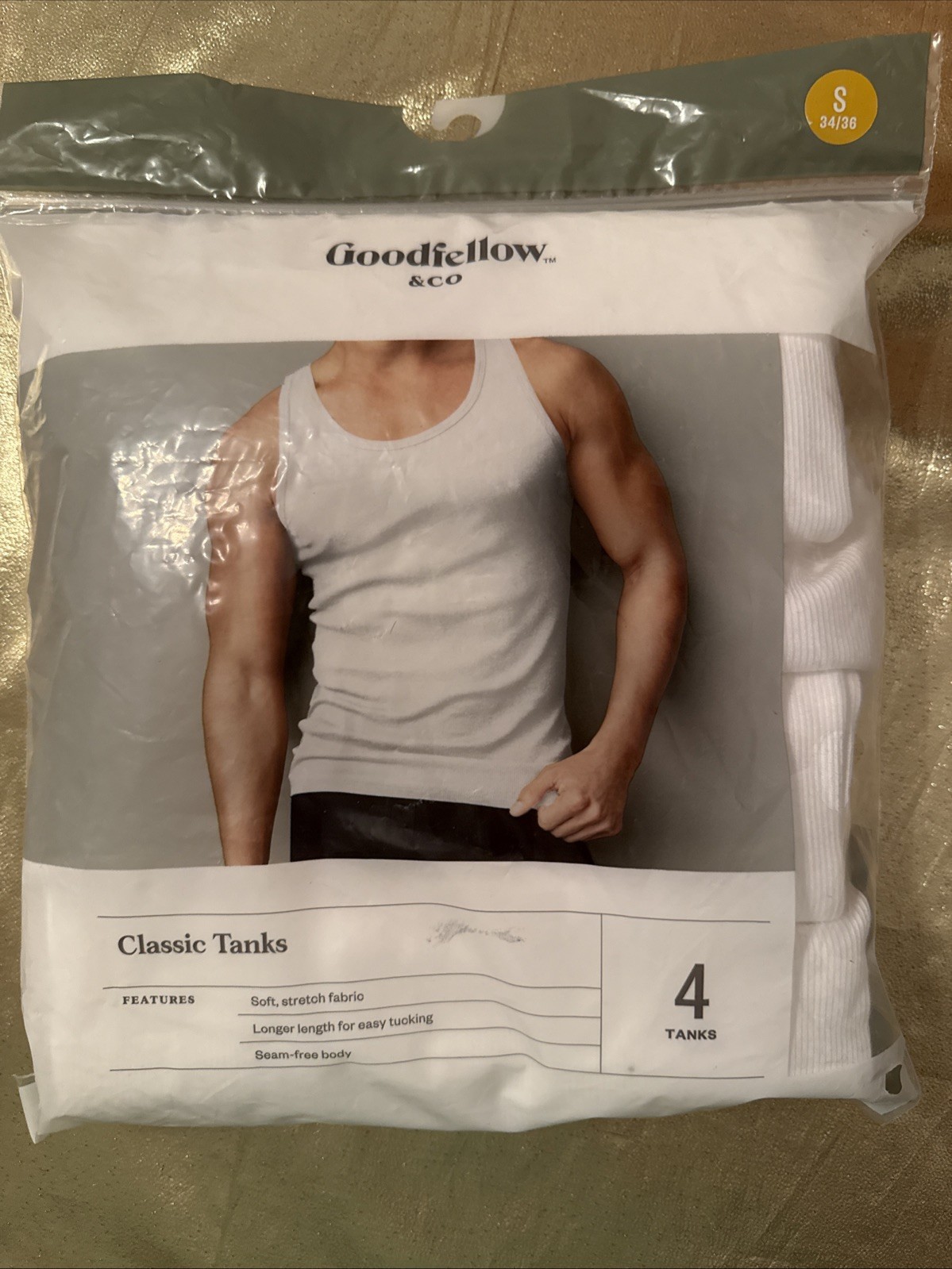 NWT Goodfellow Men's 4 Pack Classic Ribbed Cotton Tanks White Size Small 34-36" gallery