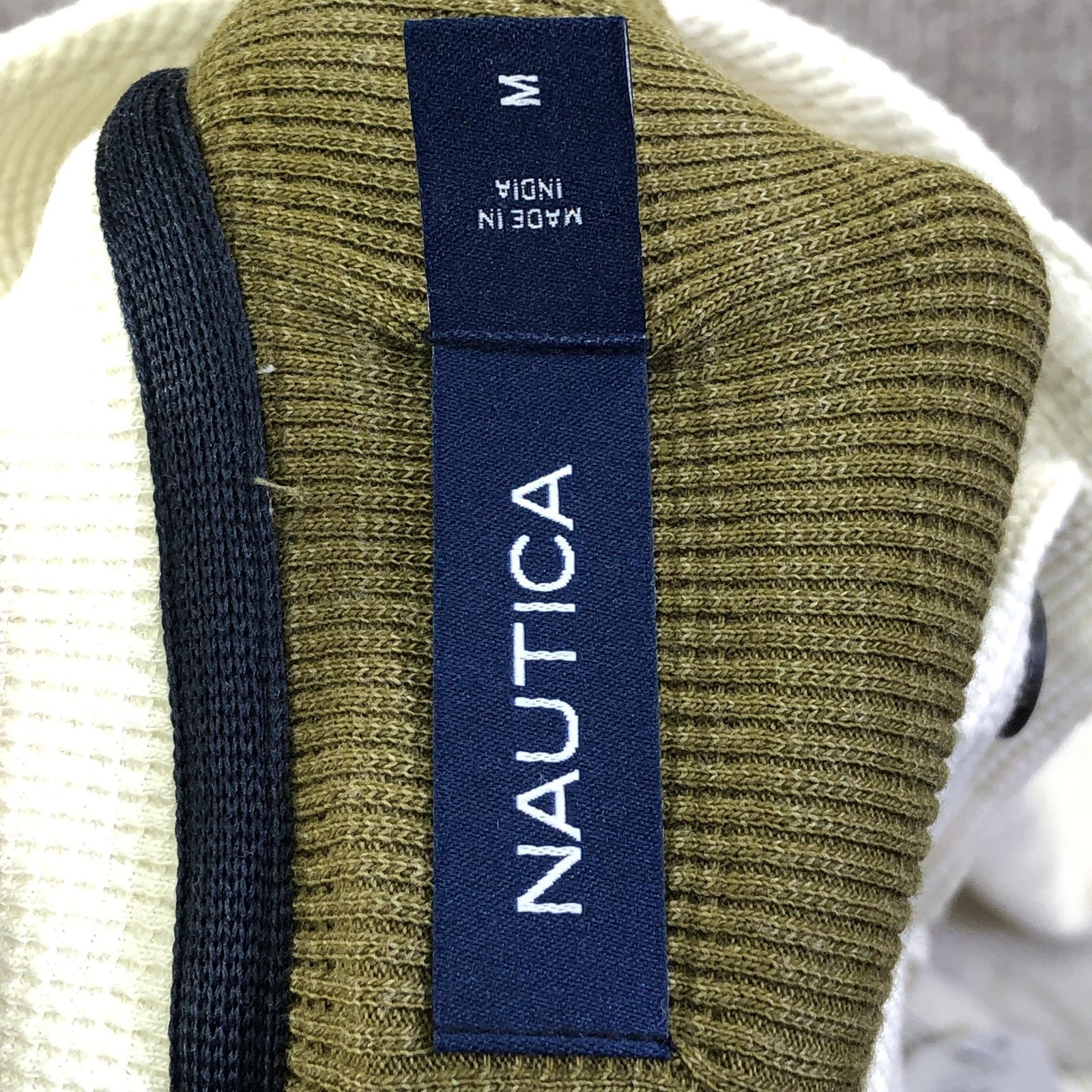 Nautica Shirt Mens Medium White Thermal Mock Neck Henley Long Sleeve Nautical gallery
