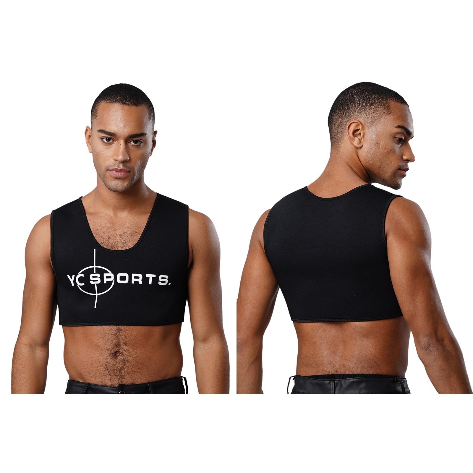Mens Brace Vest Chest Support Sport Vest Crew Neck Sleeveless Compression Tops