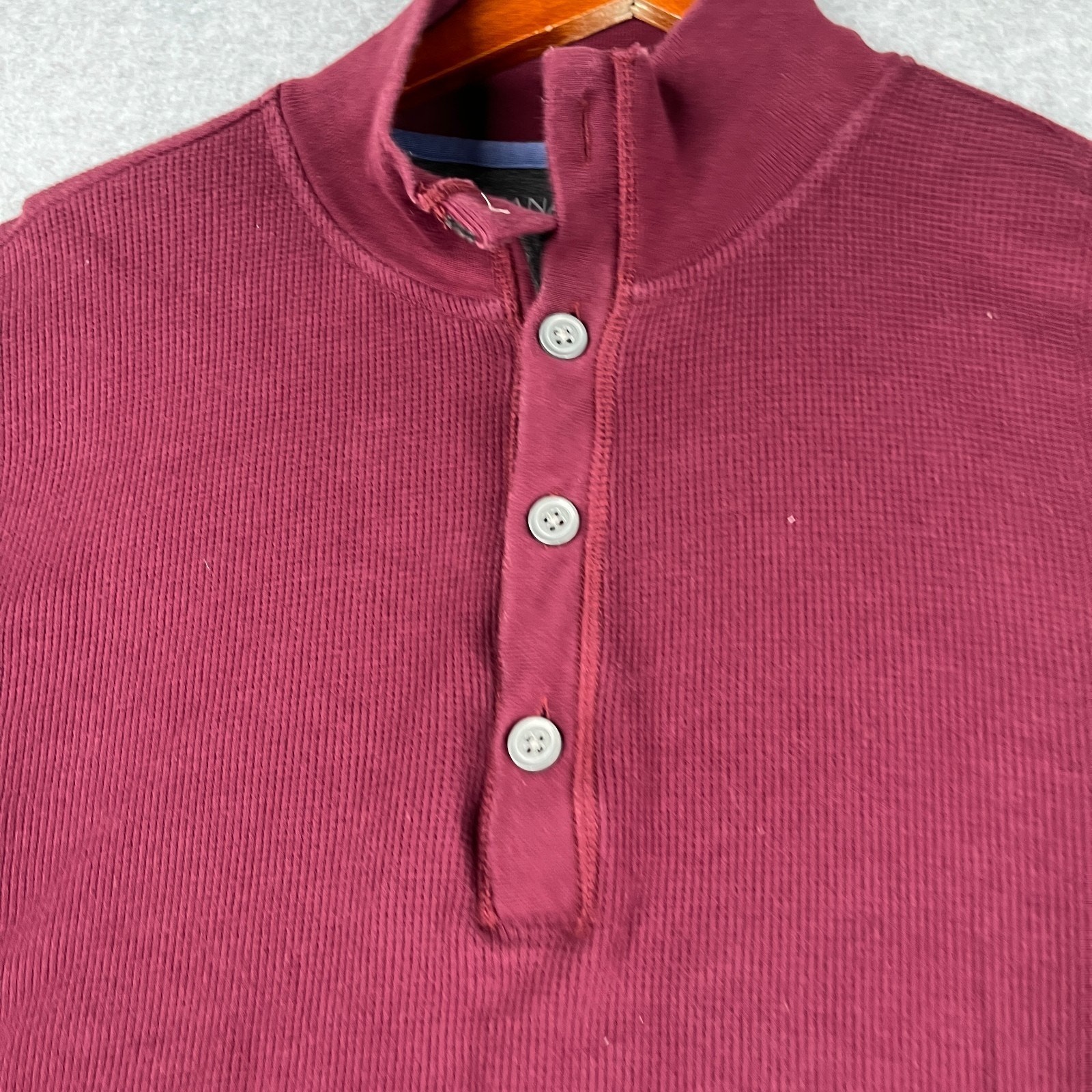 Banana Republic Henley Shirt Waffle Knit 1/2 Zip Burgundy Long Sleeve Pullover L gallery