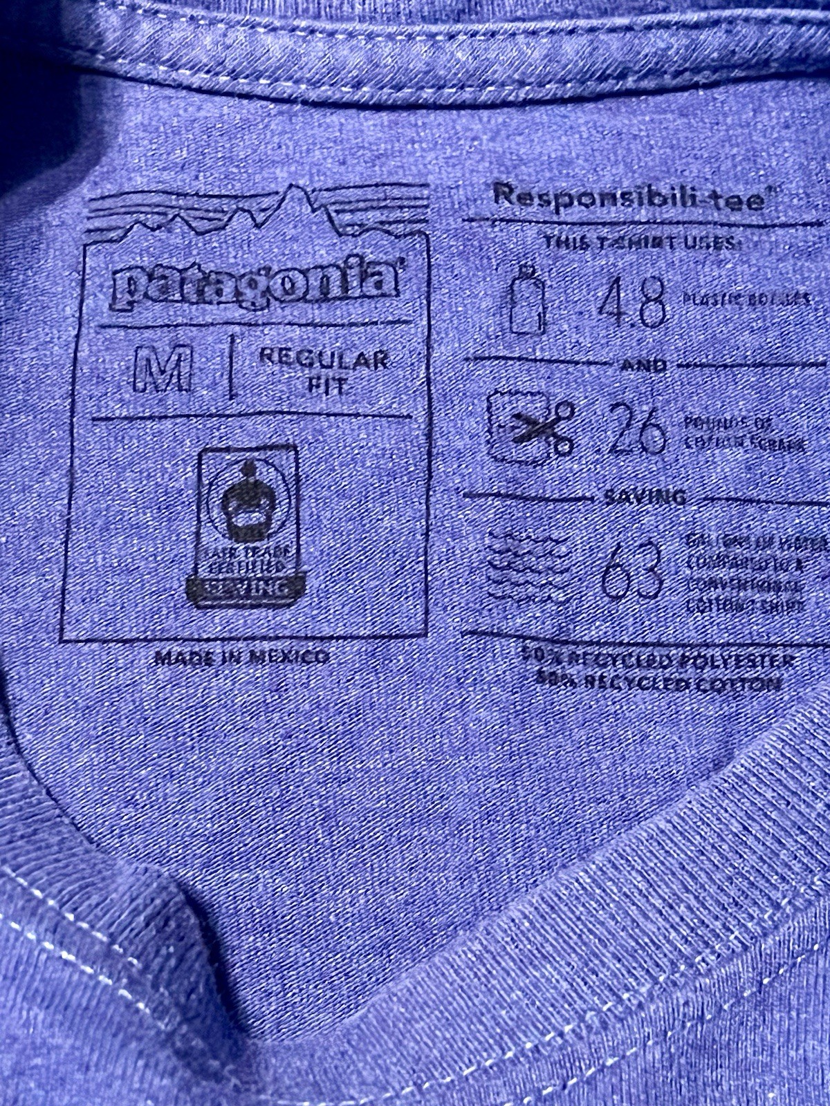 Patagonia Men's Casual Crew Neck T-Shirt Short Sleeve, Size Medium , Blue gallery