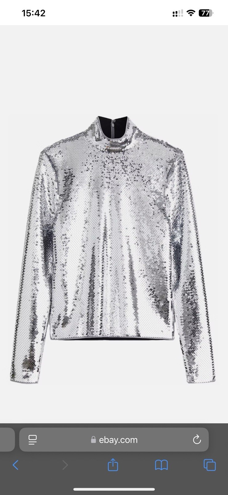 Paco Rabanne X H&M Men’s Silver 1/4 Zip Sequined Top T-Shirt Sweater Sz M gallery