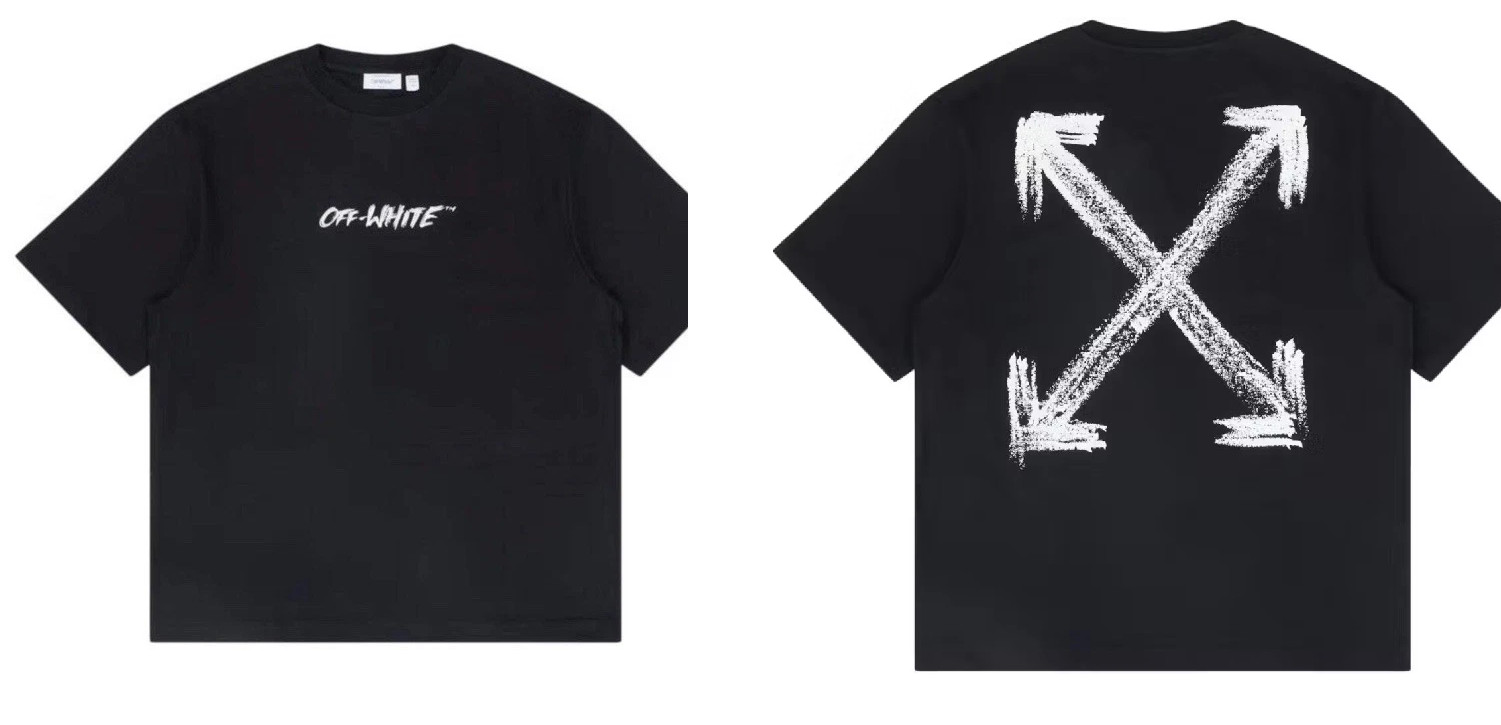 Off-White Black Graphic Logo Cotton Short Sleeve Crew Neck T-Shirt gallery