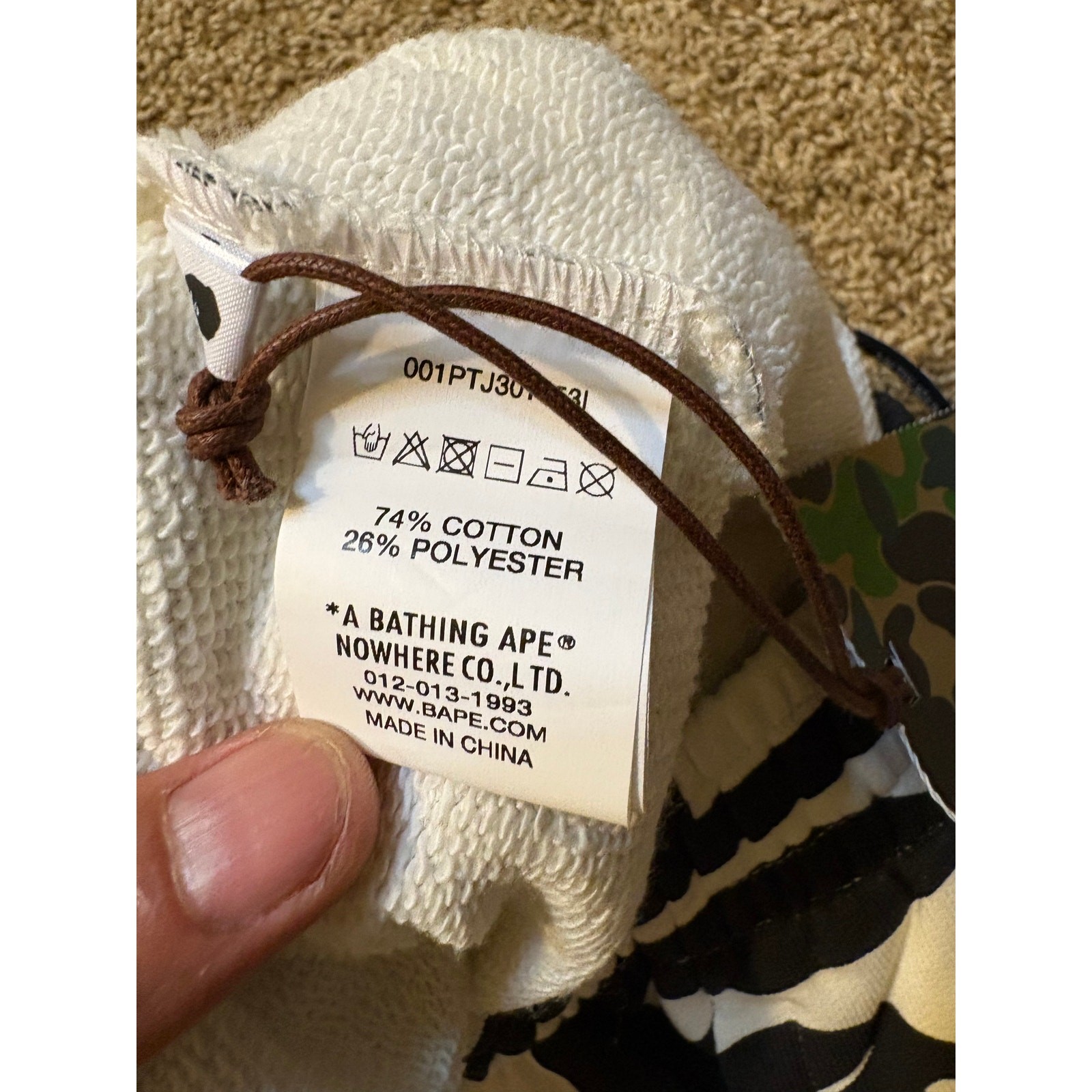 NWT Bape Lux Sport Pattern 'Ivory" Sweatpants Pants Mens Size Large Black White gallery
