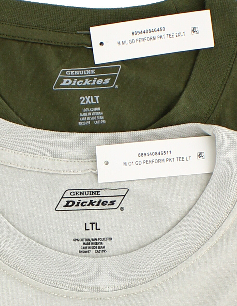 Dickies Men's T-Shirt Big & Tall Longer Length Short Sleeve Cool & Dry Tee Shirt gallery