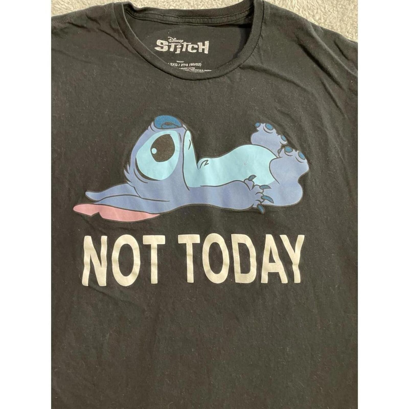 Disney Stitch Shirt Mens XXL Black Not Today Graphic Tee T-Shirt Cartoon Movie gallery