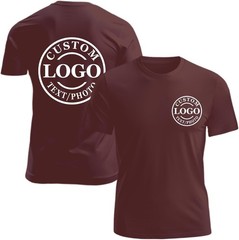 Custom Business Logo T-Shirt Front Back Upload Photo Text Logo 100% Cotton