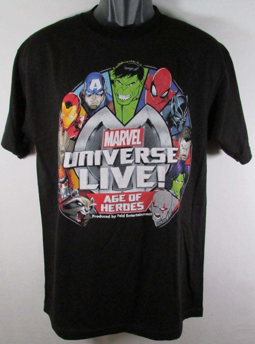 Marvel Universe Live Shirt Black Cotton Crew Age Of Heroes Tour Size Men Medium gallery