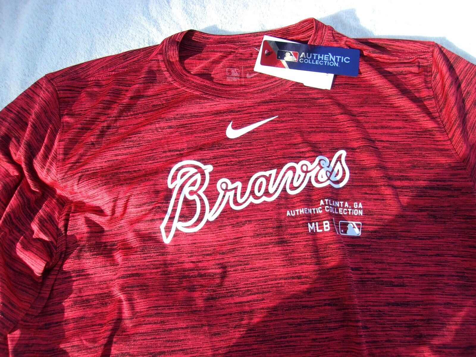 NWT Nike dri fit T, Atlanta Braves, men's M, L, XL, heather red, poly., MLB, $40 gallery