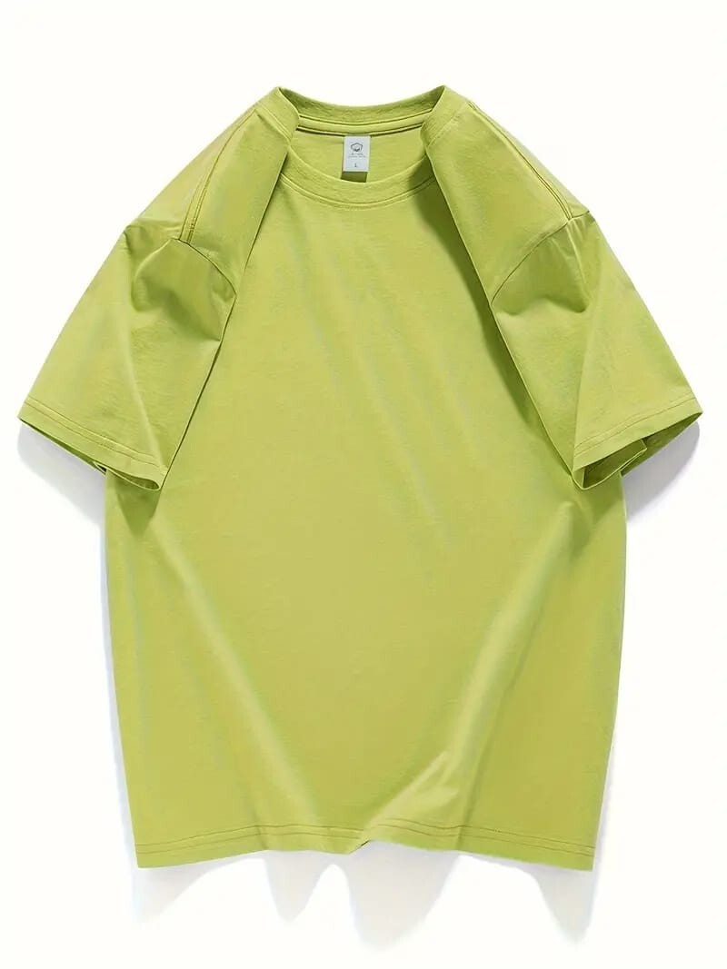 Men's Classic Solid Plain Cotton Round Hem Scallop Essentials Tshirt S-2XL gallery