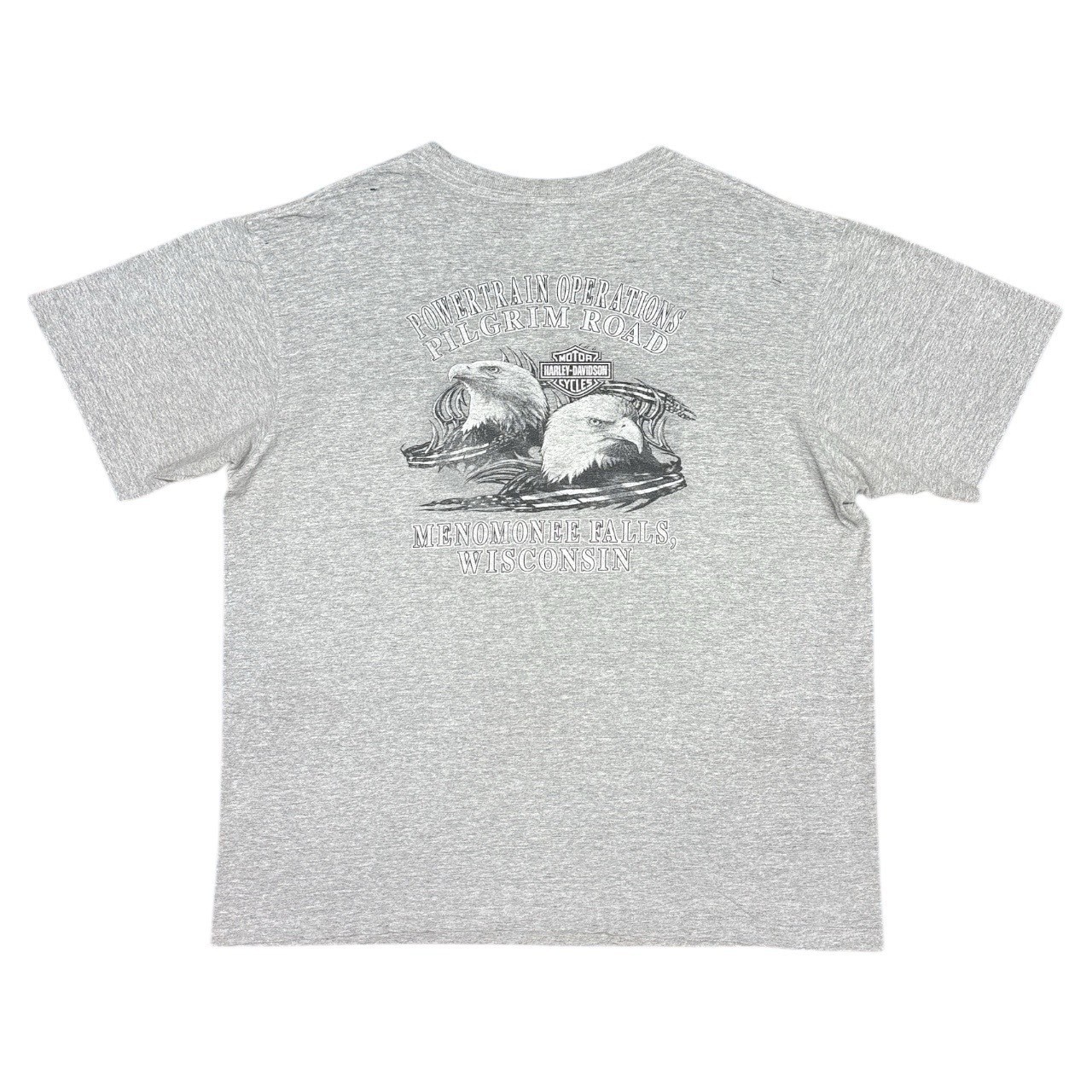 Vintage 2005 Harley-Davidson P.O.P.R Pilgrim Road Factory Staff Tee — Gray / XL
