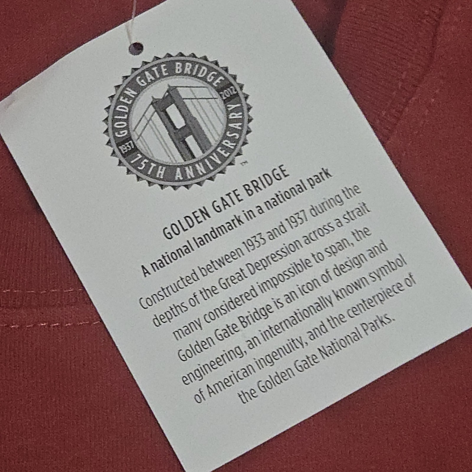 Golden Gate Bridge 75th Anniversary T-Shirt 2012 Red Graphic San Francisco XL gallery