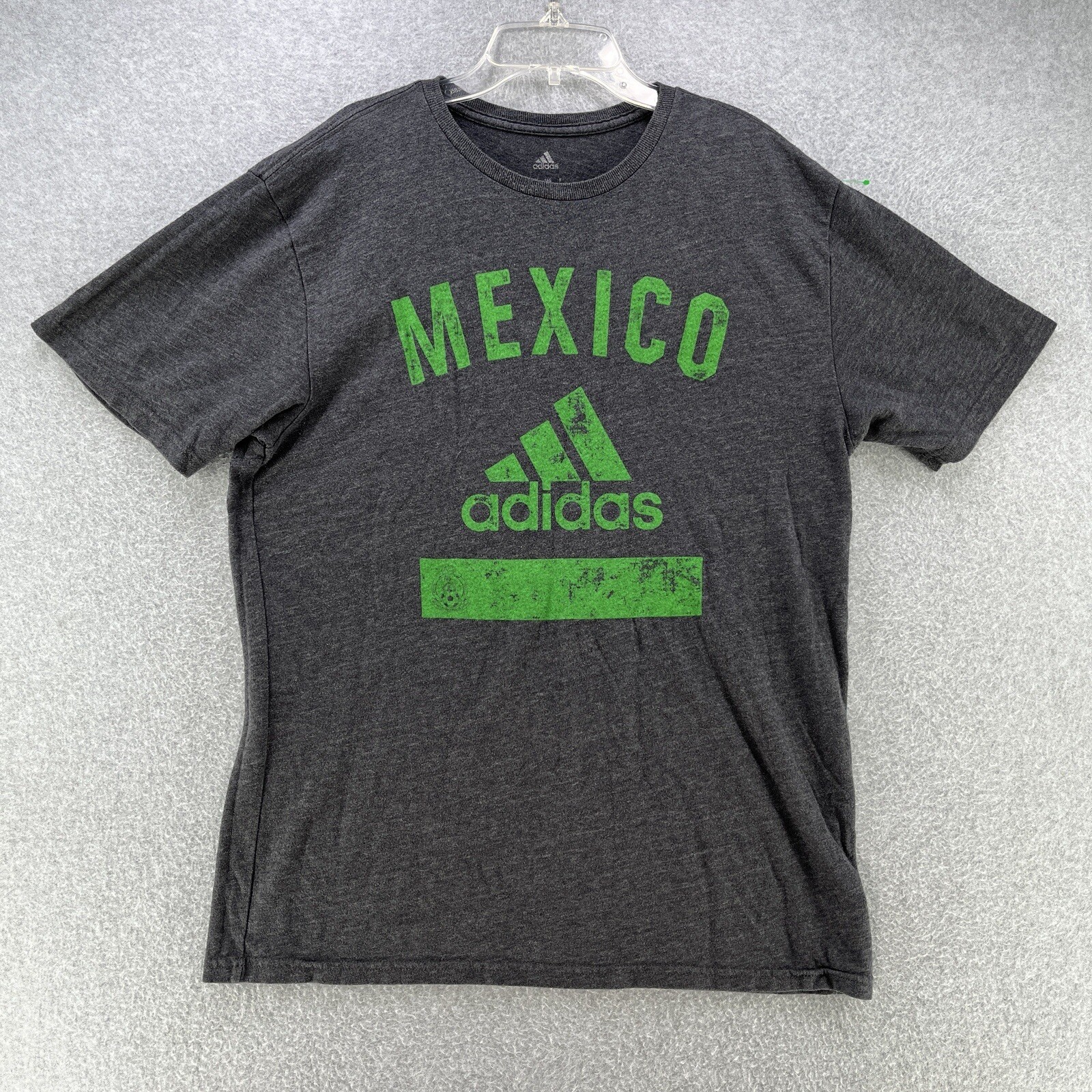 Adidas Mens T Shirt Large L Gray Camisa Mexico Polyester Cotton Rayon