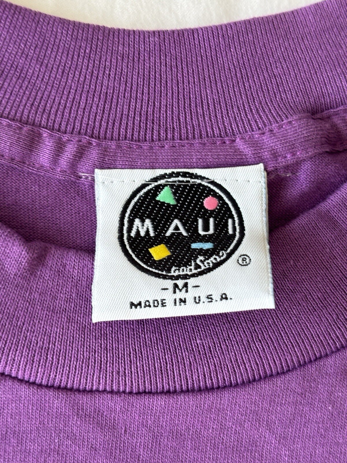 Maui And Sons Shirt Men Medium Purple Shark Neon Surf Skate Single Stitch 90s gallery