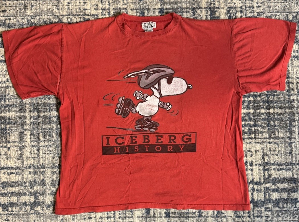 Vintage 90s Iceberg History Snoopy Skate T Shirt Size 2XL Cartoon Sports Hip Hop