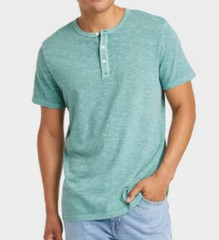 NEW Goodfellow & Co. Men’s Short Sleeve Henley Shirt Green Size Large