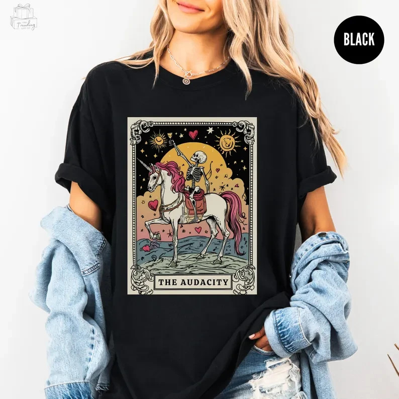 The Audacity Tarot Card Shirt, Sarcastic Skeleton Tee,Mystical Mama Christmas gallery