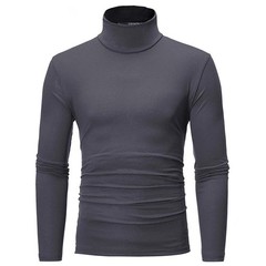 Mens Turtleneck Basic Pullover Long Sleeve Jumper Top Casual Slim Fit T-Shirt