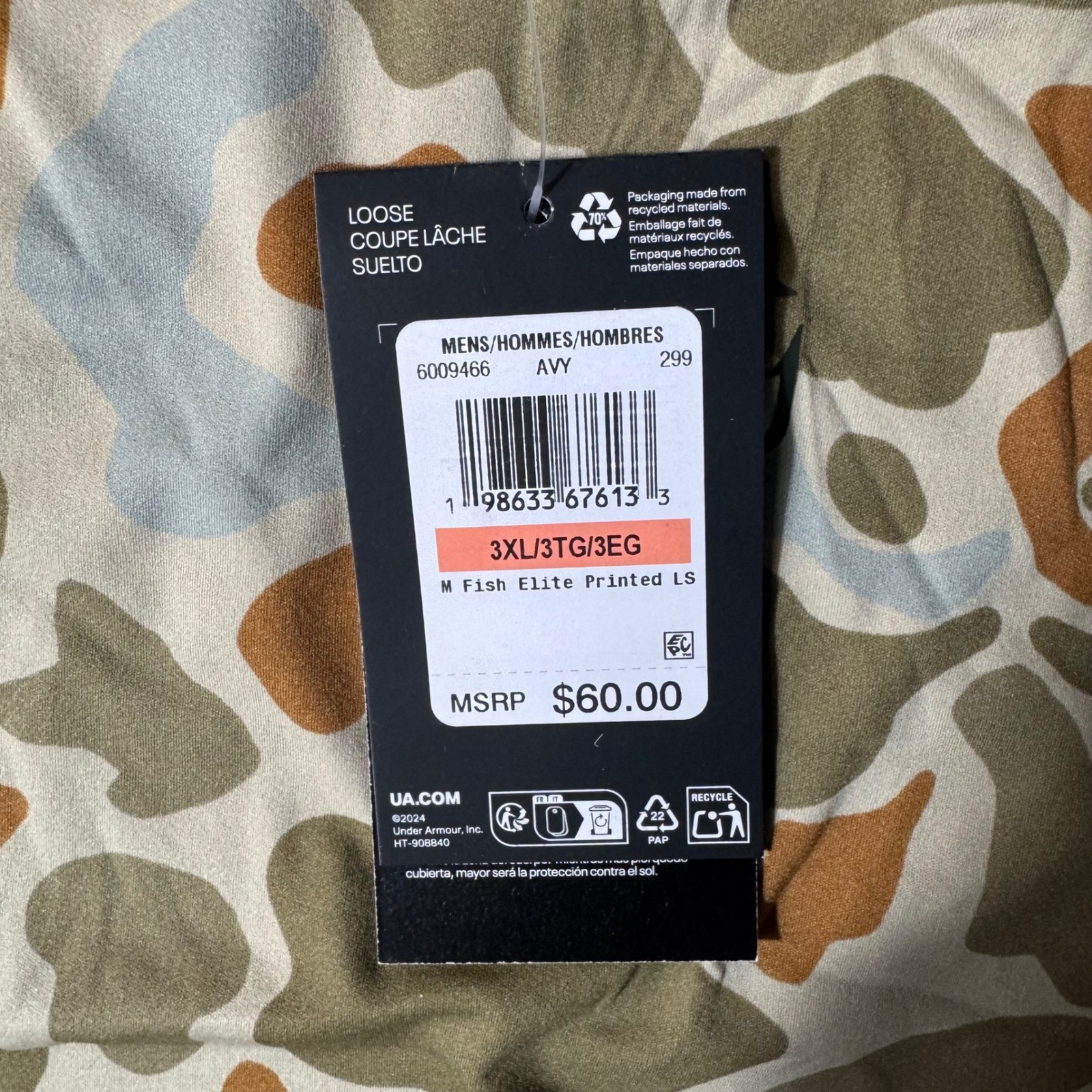 Under Armour Fish Elite Printed LS Camo Fishing Shirt 6009466 Mens 3XL UPF 30 gallery