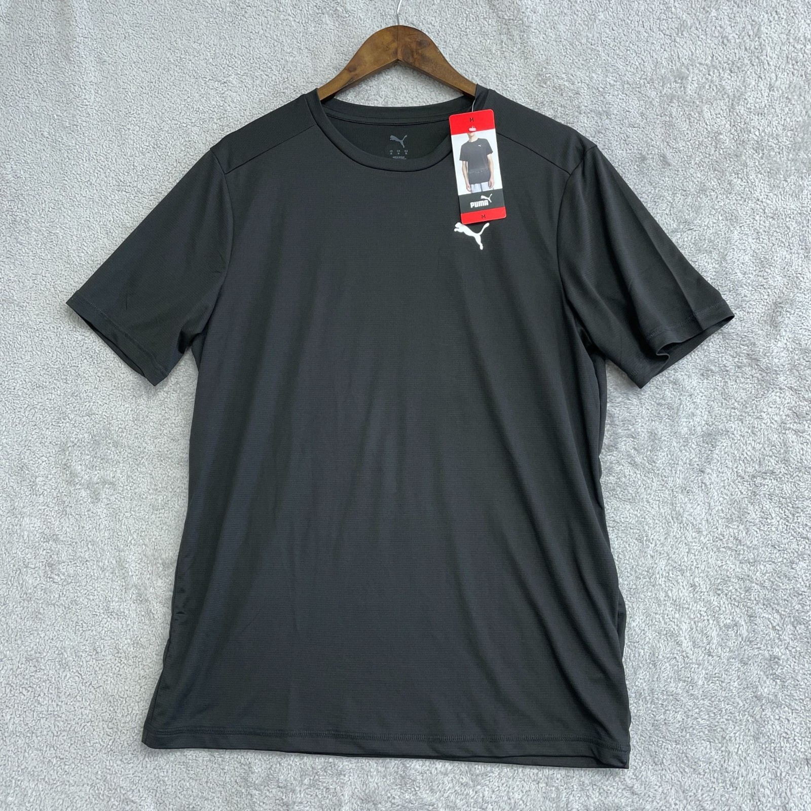 NEW Puma Active Tee Men's M Black T-Shirt Polyester Gym Wear gallery