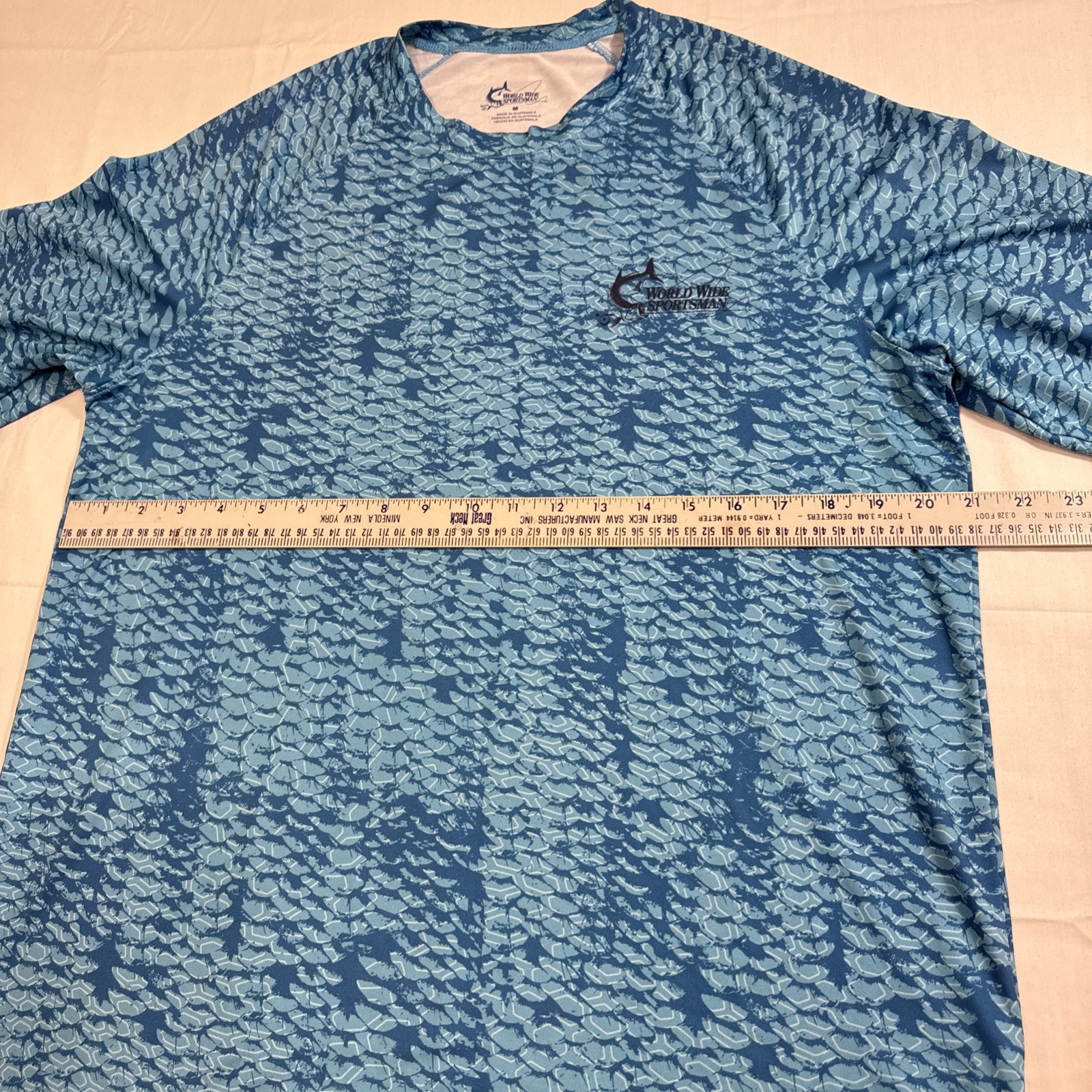SHIRT World Wide Sportsman Mens Medium Blue Scales Long Slv Fisherman Fishing gallery