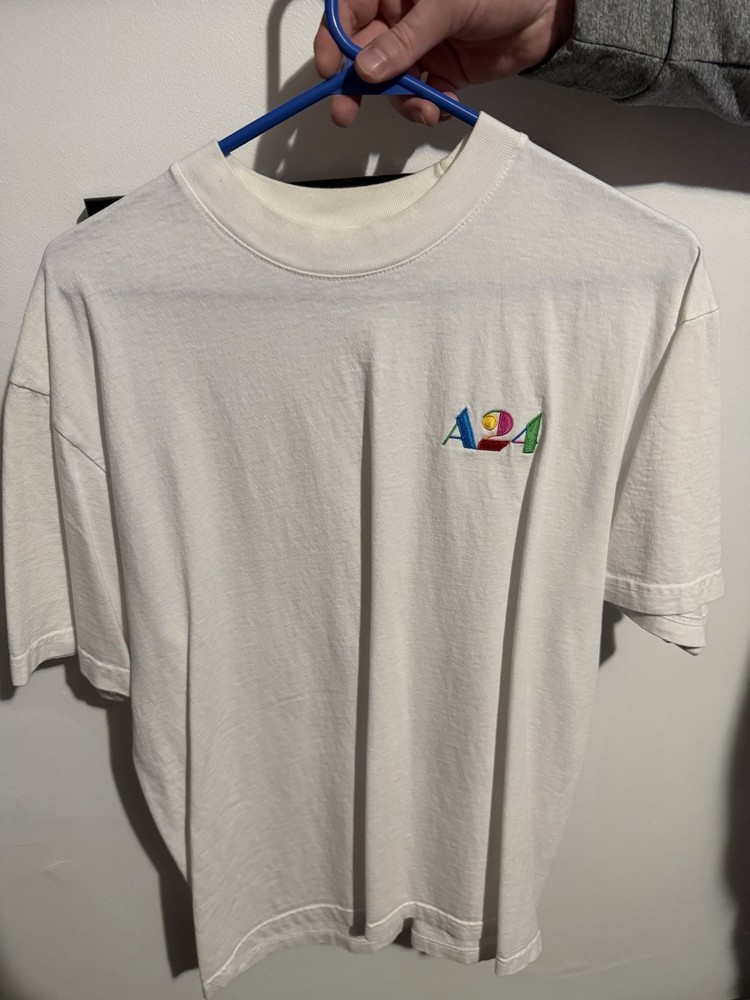 A24 Embroidered Party Logo Short Sleeve T Shirt Men’s Medium (AAA24 Exclusive)