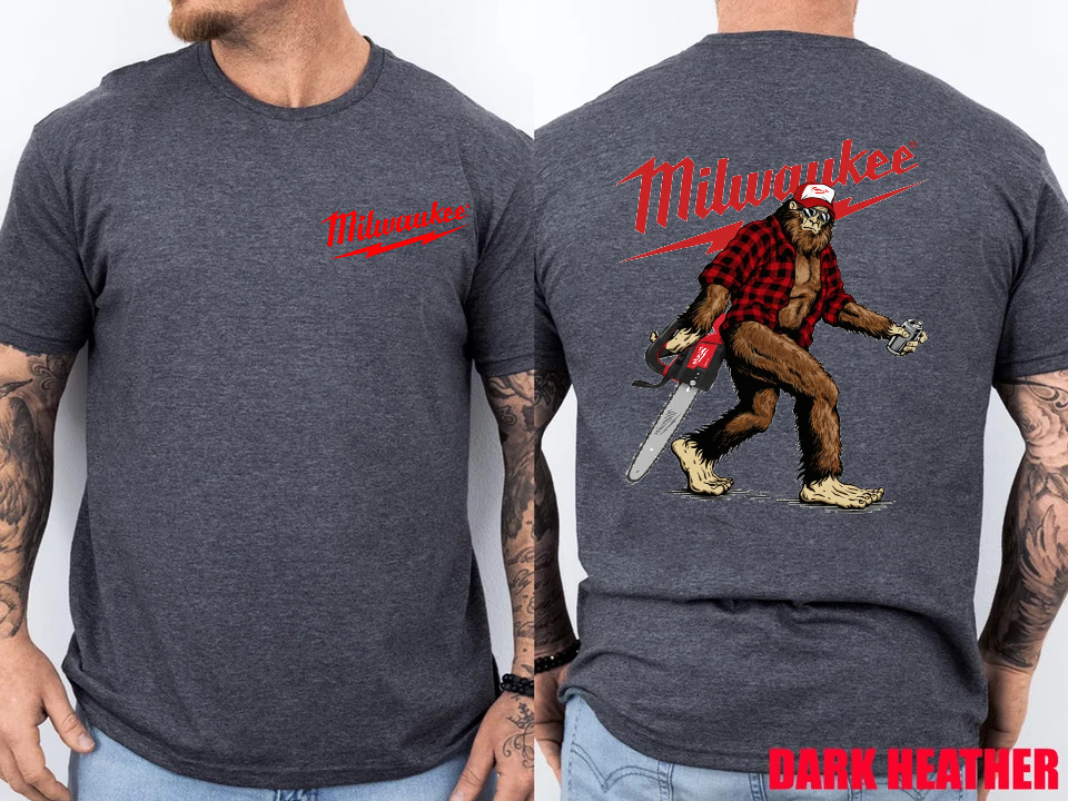 Bigfoot Milwaukee Power Tool Chainsaw Blue Collar Lumberjack 2 SIDE T-Shirt gallery