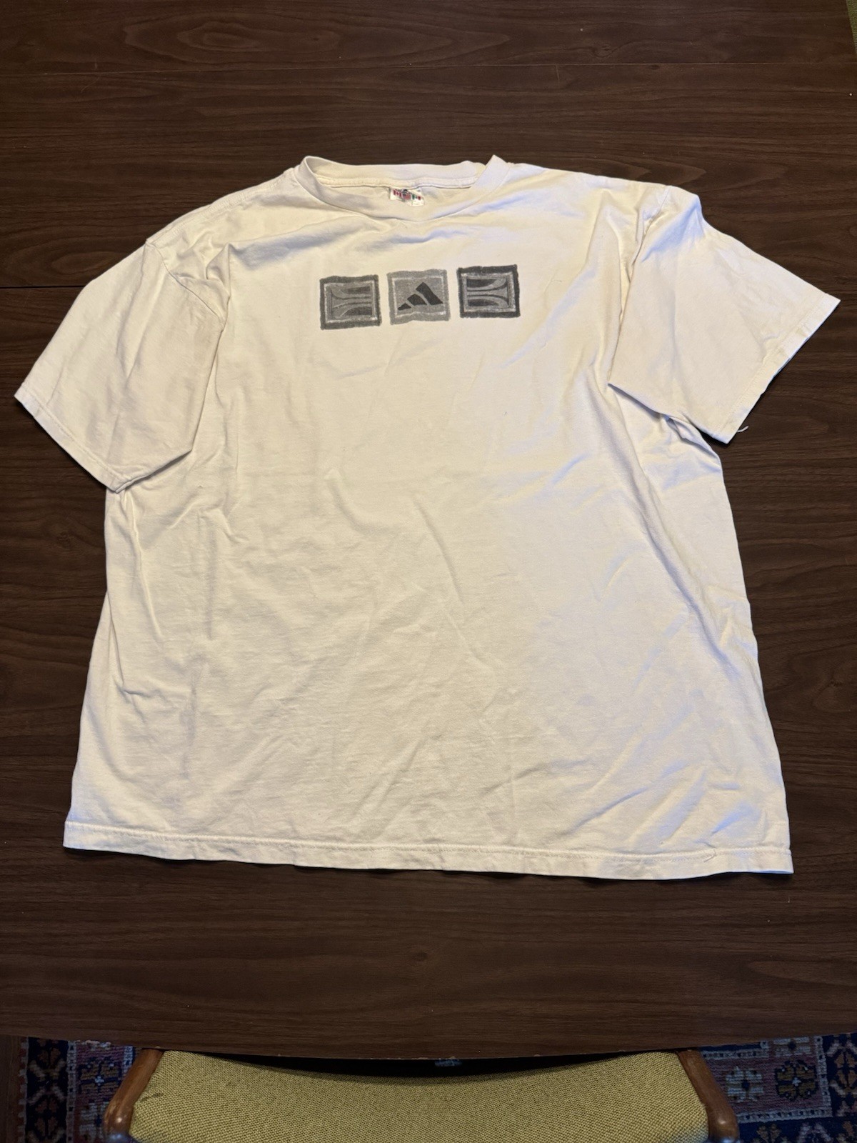 Vintage 90s Adidas T-shirt Three Box Logo White Size XL