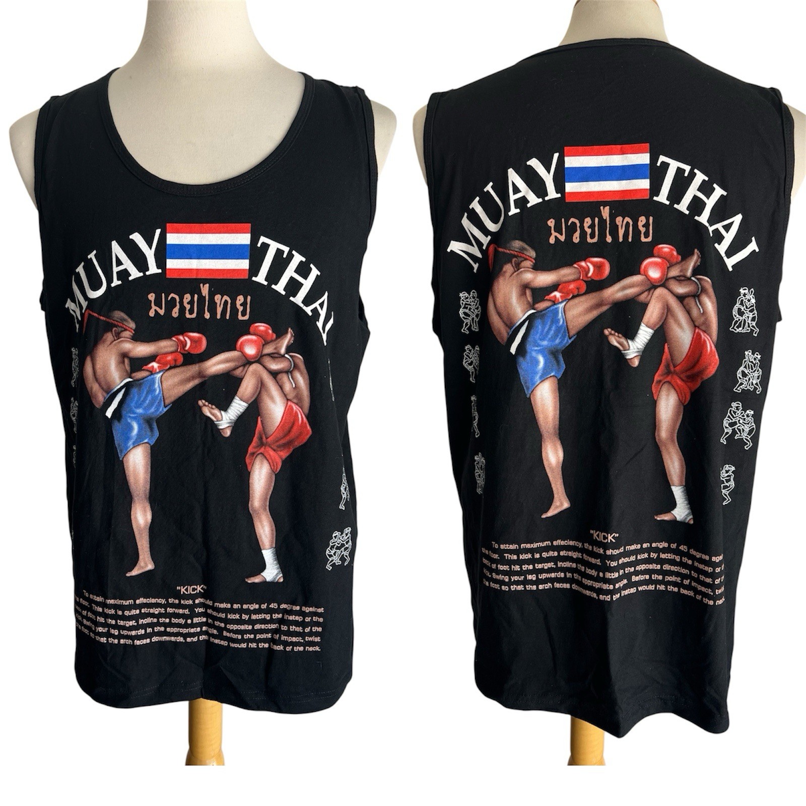 MUAY THAI Official MMA “Kick” Boxer Martial Arts Tank Top T-Shirt Size Large