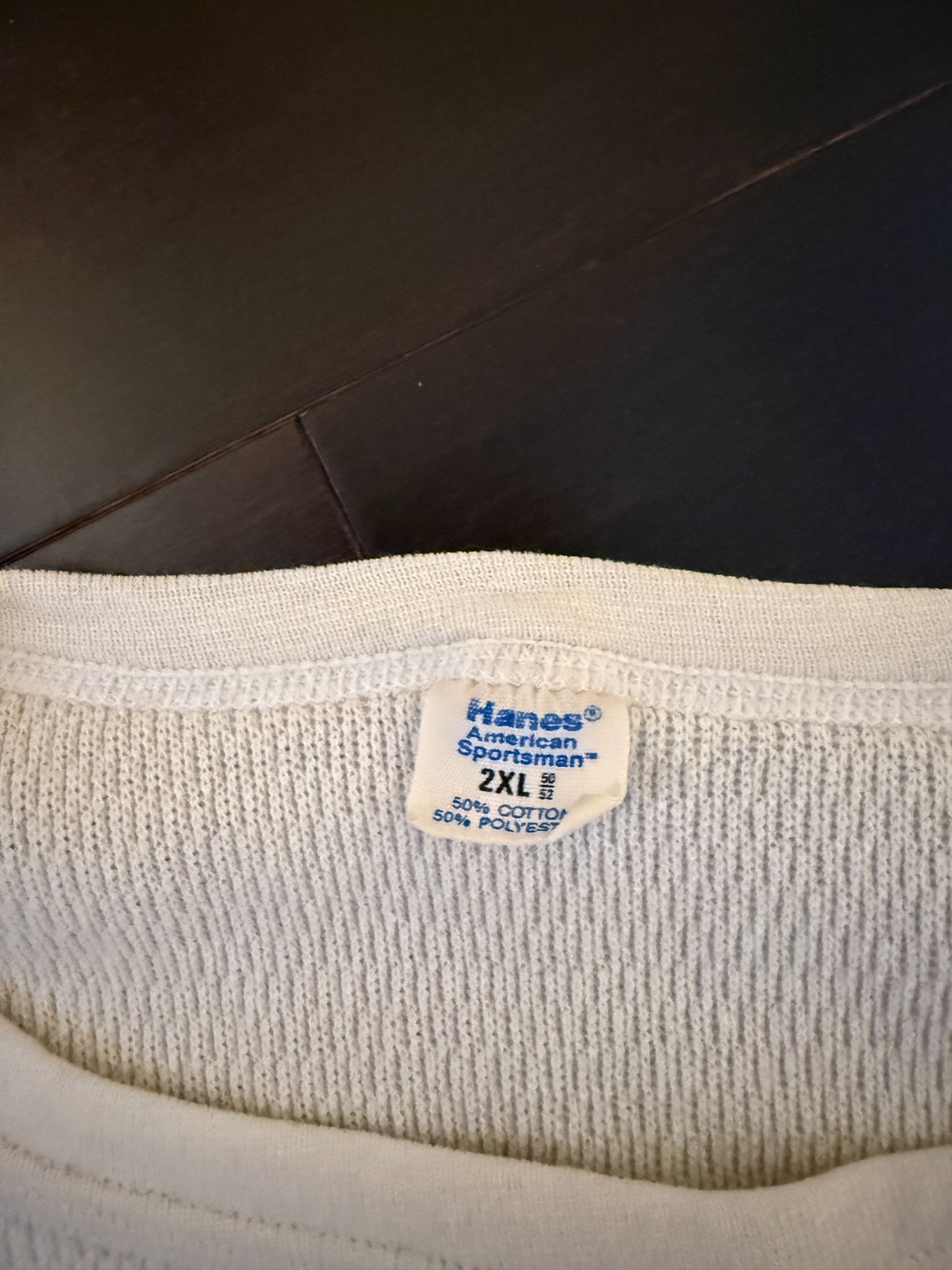 Vintage 80s Hanes American Sportsman Thermal Shirt Mens 2XL Waffle Knit White gallery