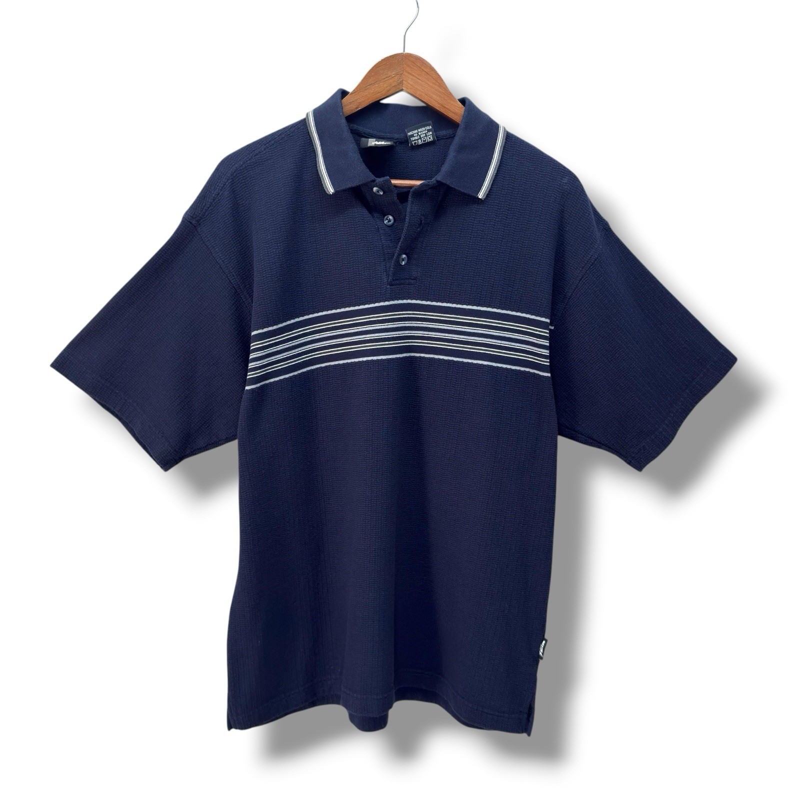 Vintage Y2k No Fear Striped Polo Shirt Men Size L Skater Grunge 90s Pickleball gallery