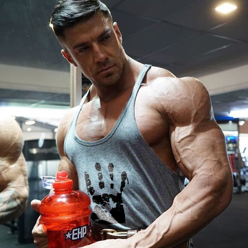 New Hand Design Athletic Men Gym Workout Fitness Stringer Men's Sleeveless gallery