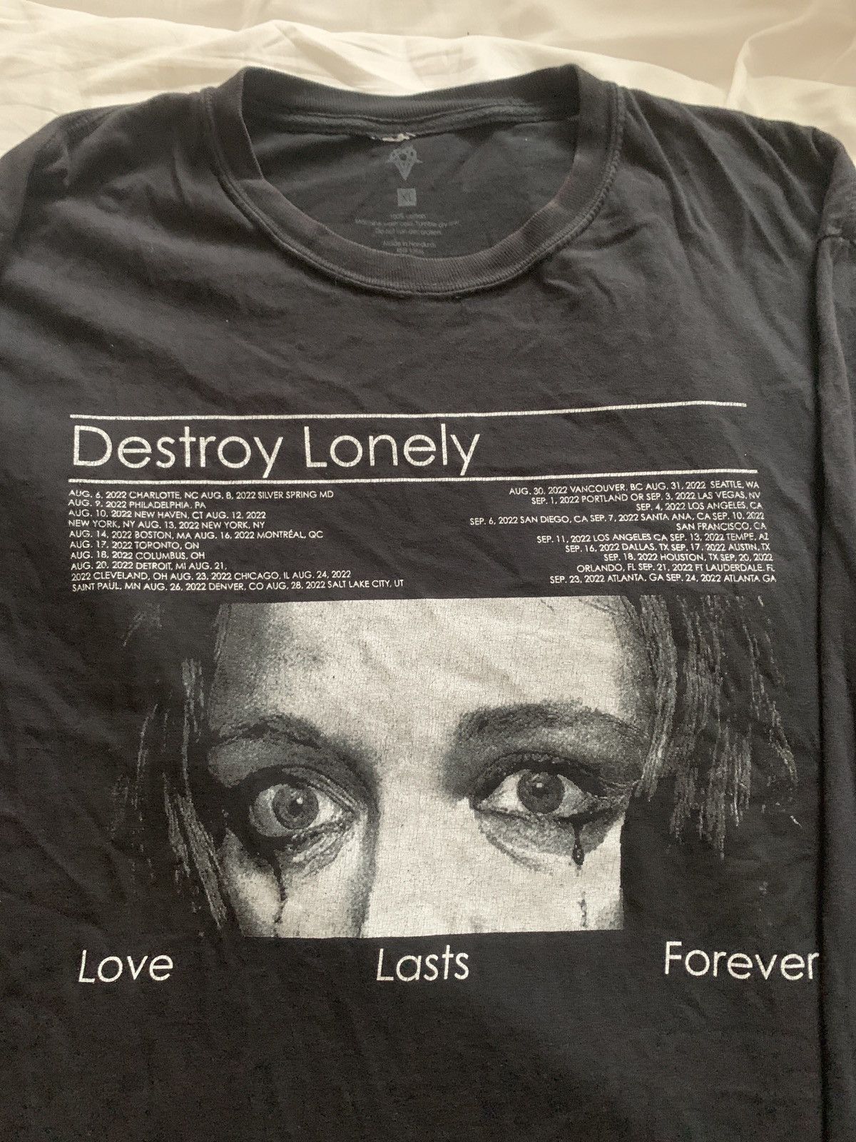 2022 Destroy Lonely Tour Merch “Love Last Forever” black T shirt