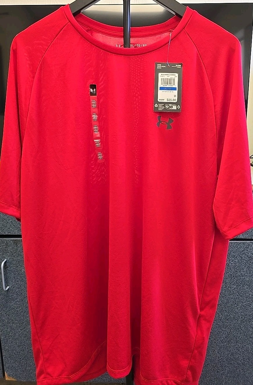 Under Armour 1326413 Men’s UA Tech 2.0 Short Sleeve T-Shirt, Red, X-Large