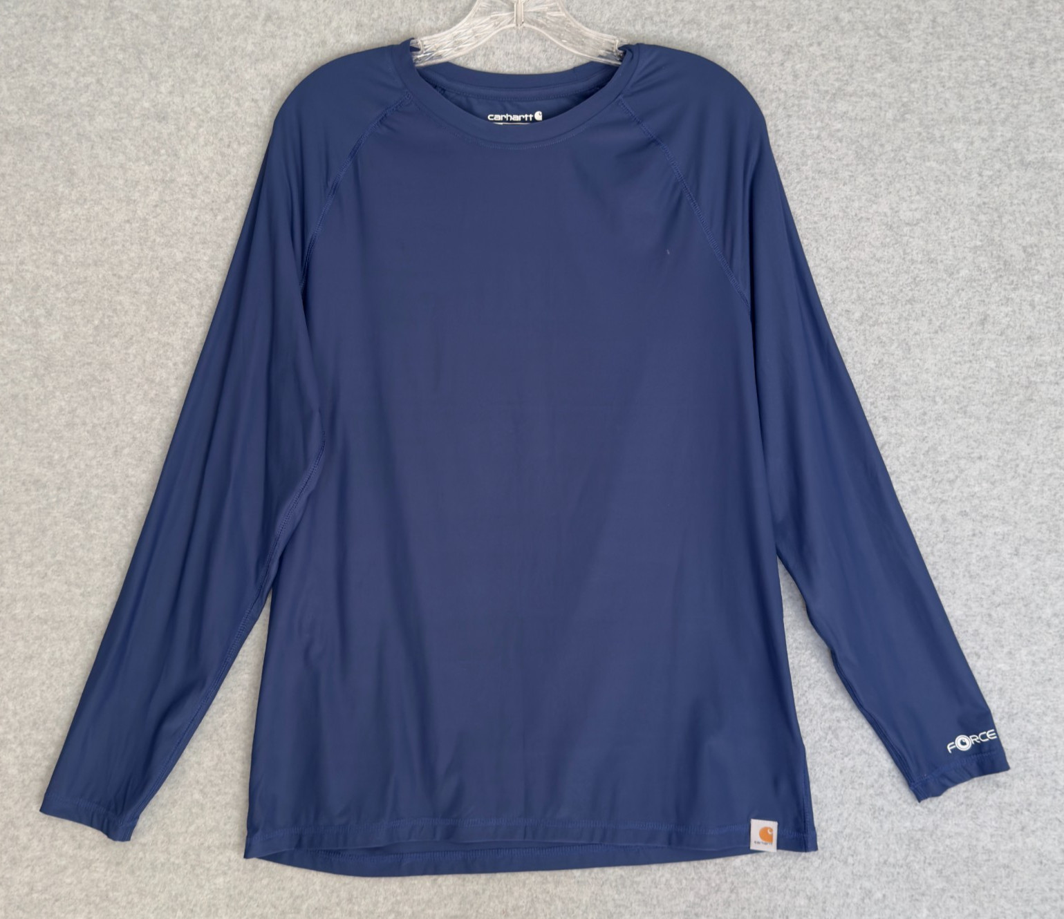 NEW! Carhartt Force Modern Fit T-Shirt Blue Long Sleeve Workwear Nylon Spandex