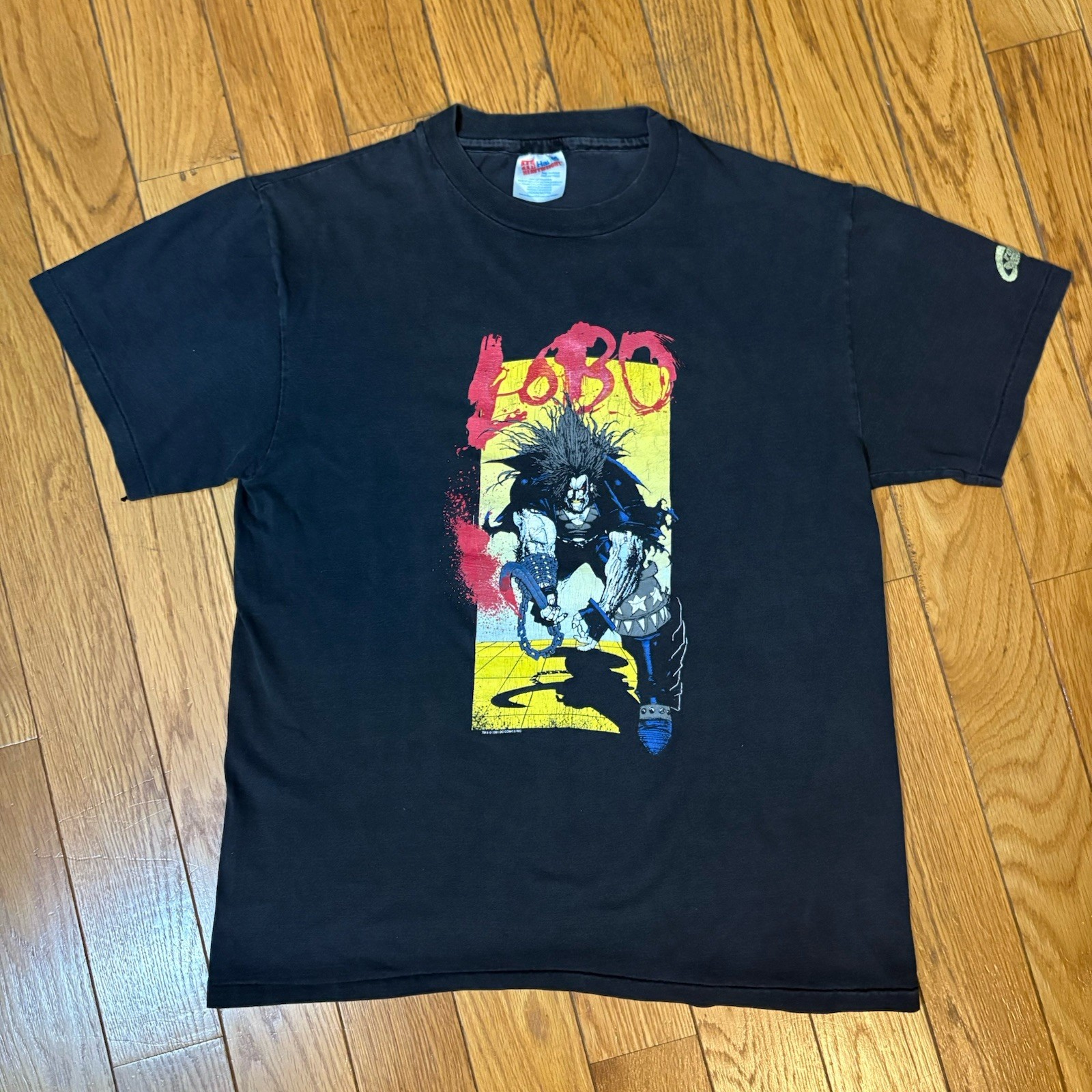 Vintage 1991 DC Comics Lobo Faded Black Graphic Tee Crew Neck M gallery