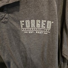 Mens Forged Threadworks gray 3/4 sleeve henley shirt White graphic Sz XL