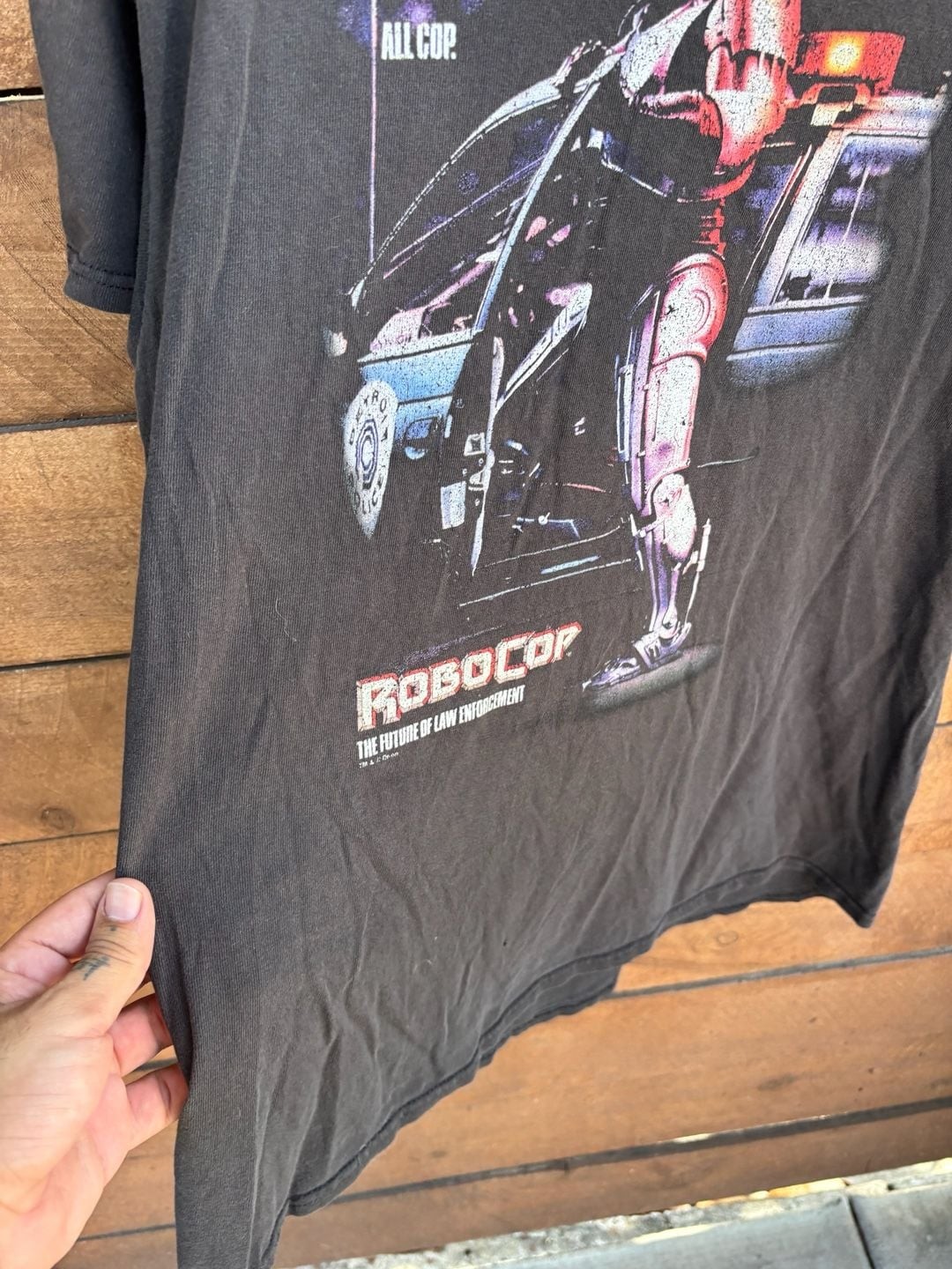 Vintage Robocop Movie Poster T-Shirt Faded Black Delta Pro Weight gallery