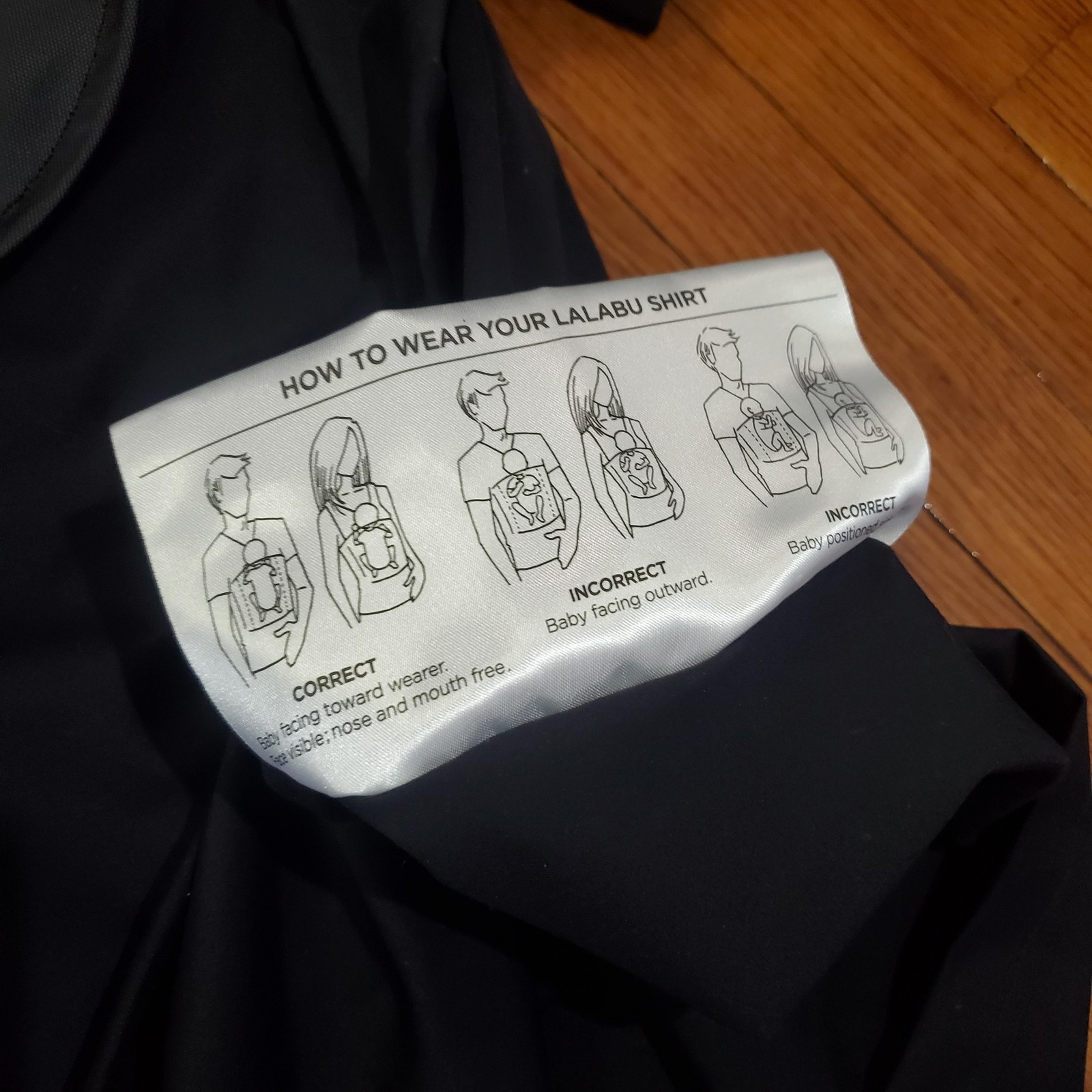 Lalabu Babywearing Shirt Mens Medium Black V Neck Kangaroo Pouch Dad Tee Pocket gallery