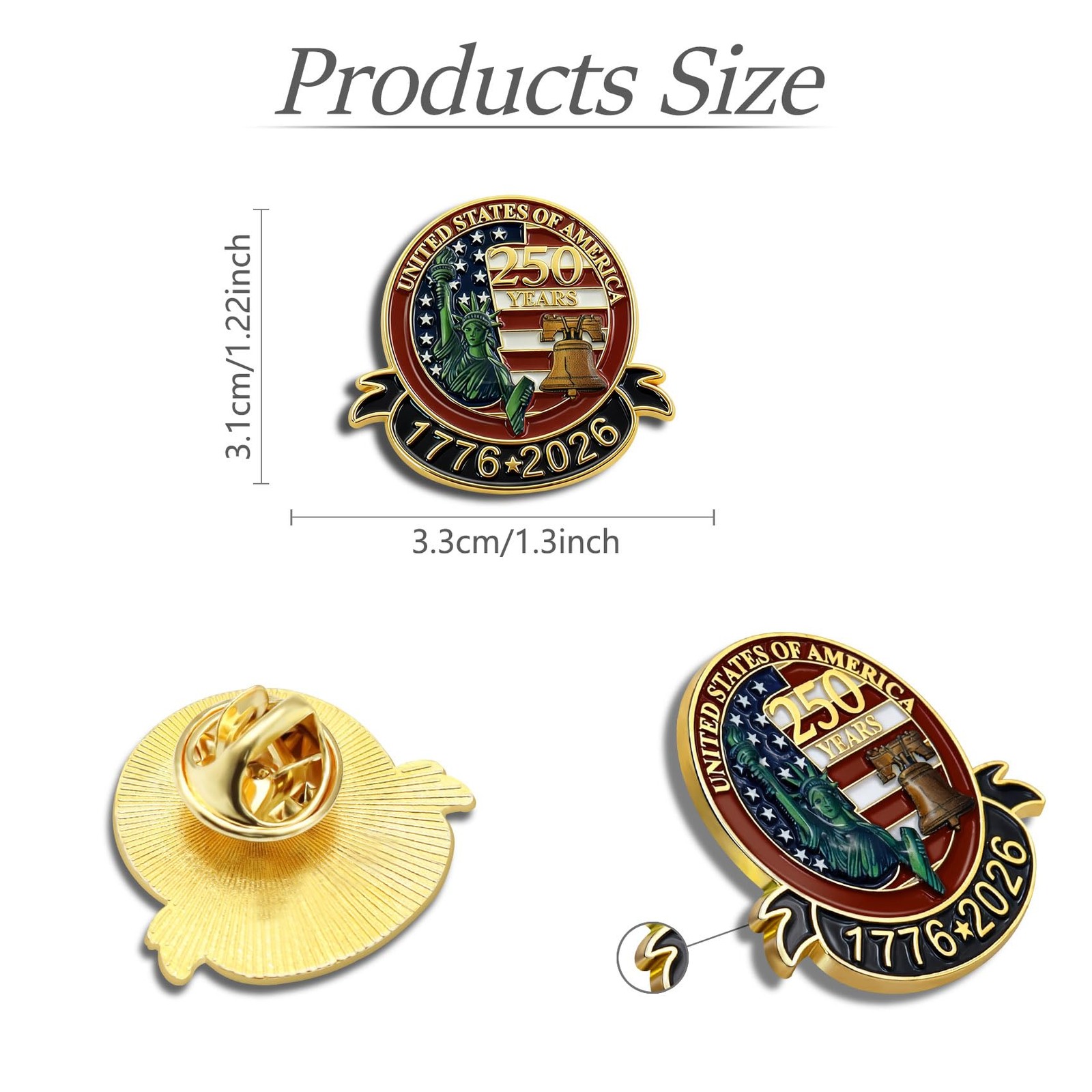 250 Anniversary USA Lapel Pin 10Pcs 1.3inch Enamel US Patriot Collectible Acc... gallery