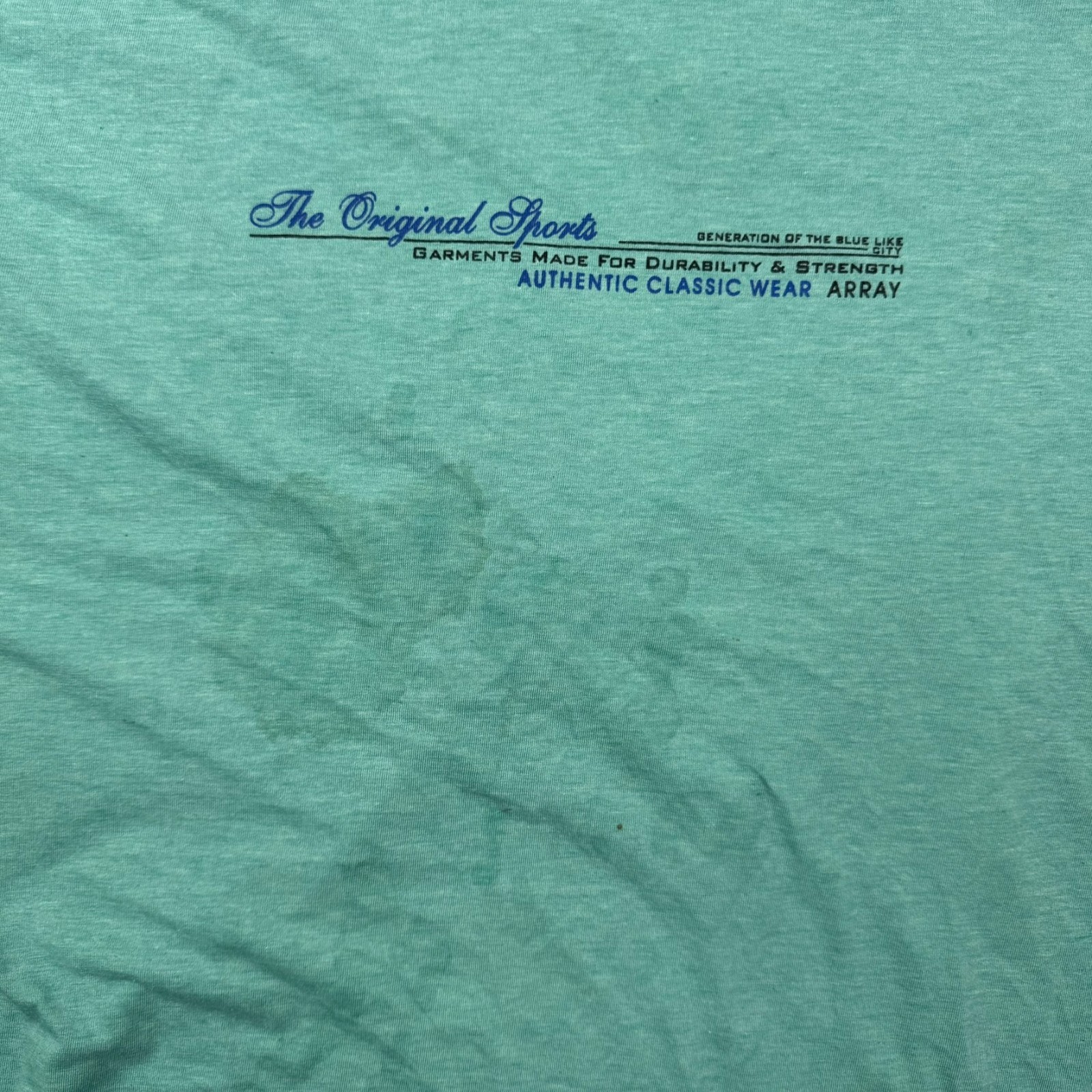 Array The Original Sports T-Shirt Men XXL Fits Large Teal Graphic Stained AS IS gallery
