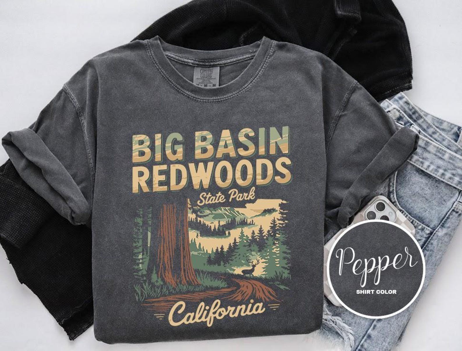 Vintage Big Basin Redwoods State Park Shirt Travel Gift California Trip Tee gallery